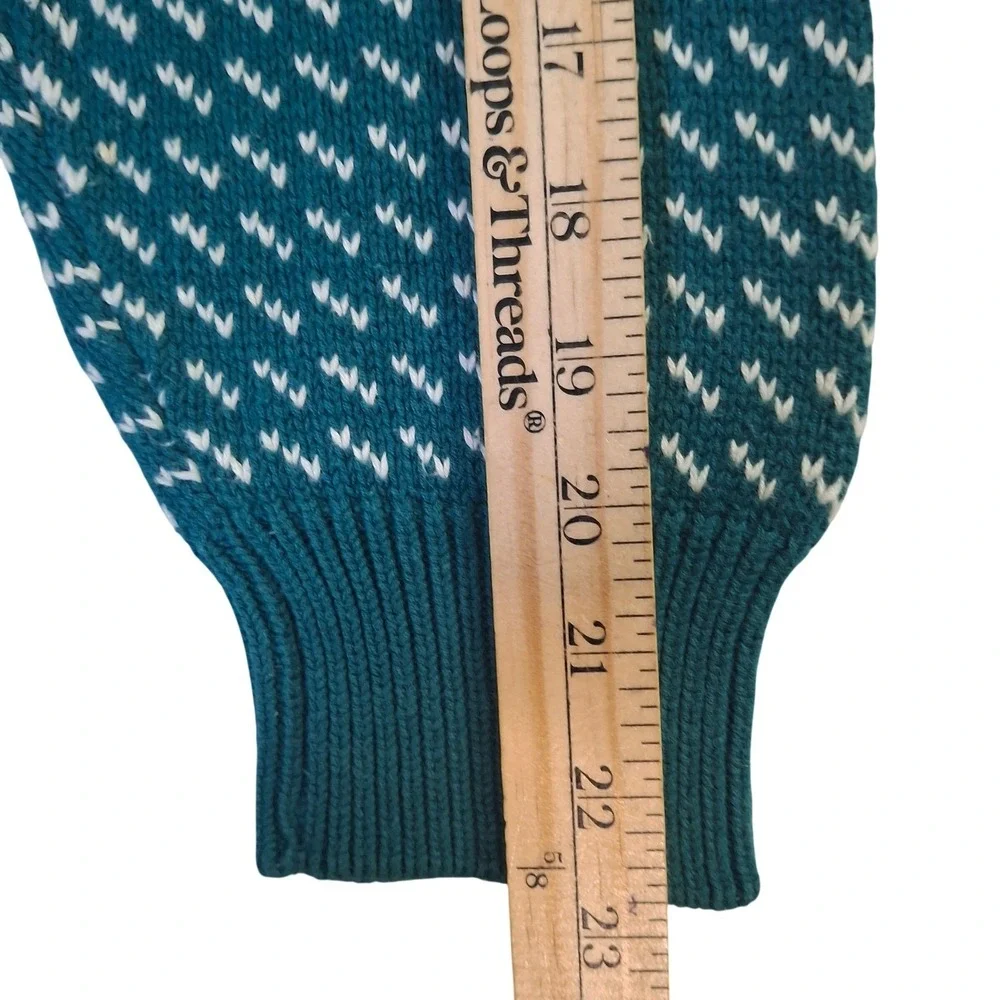 Vintage 90s Eddie Bauer Birds Eye Sweater Men's Large Green Crewneck Knit Cotton